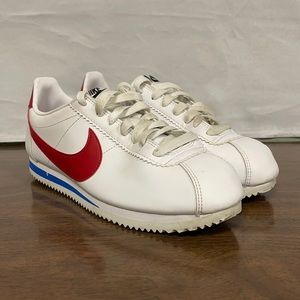 Nike Women’s Classic Cortez Leather (Red, White, and Blue) Sneakers